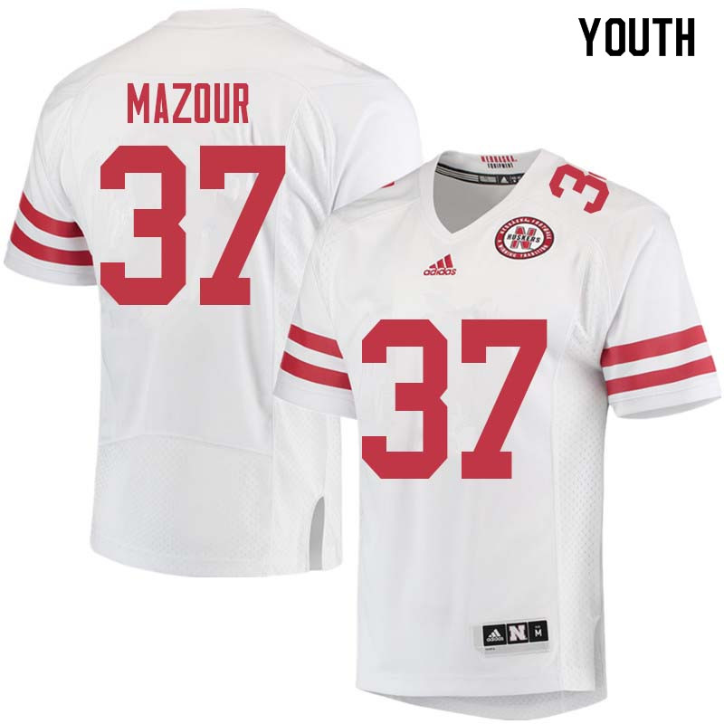 Youth #37 Wyatt Mazour Nebraska Cornhuskers College Football Jerseys Sale-White